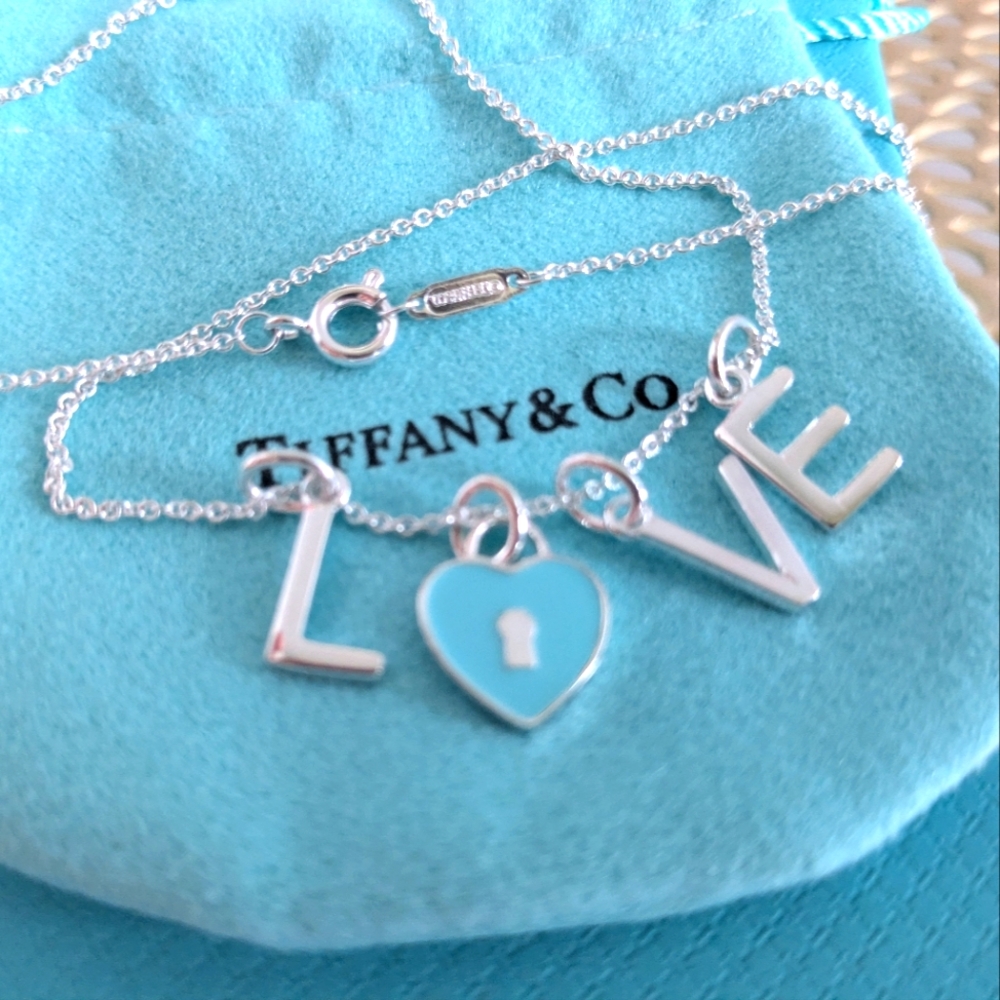 Tiffany & Co. Silver Necklace with Blue Heart Pendant